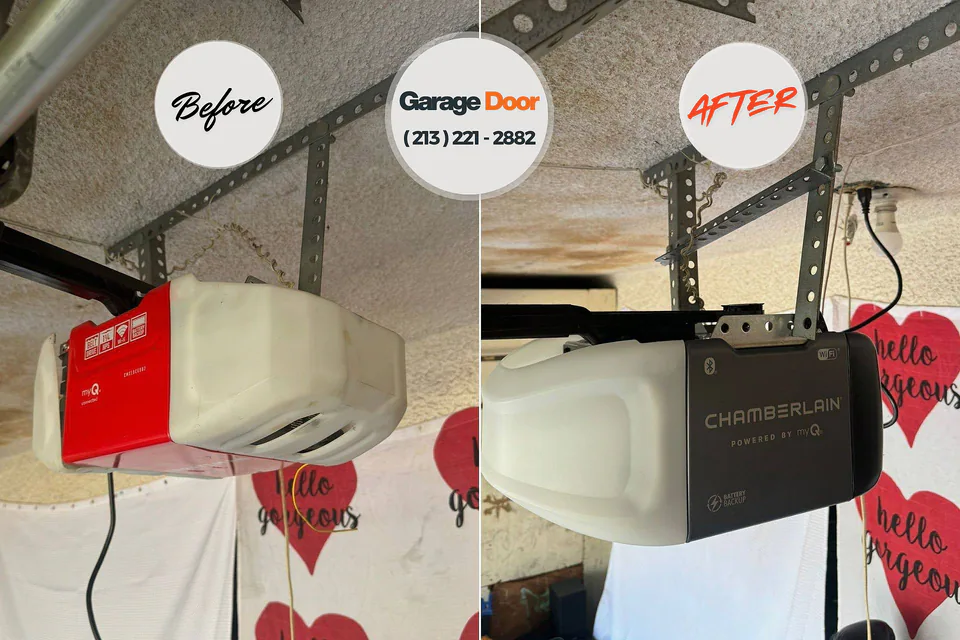 Before and after: garage door repair Greenwood, LA